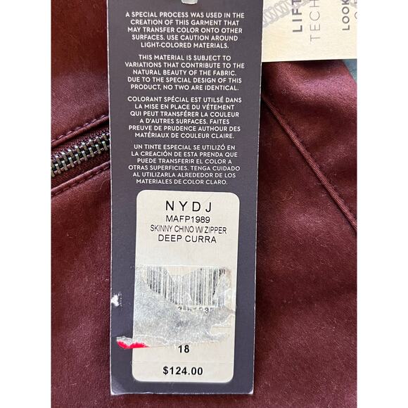 NYDJ Lift Tuck Pants Women’s Size 18 Sculpting Slimming Tech Burgundy - Picture 7 of 7